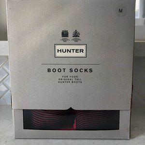 Hunter Pleated Rib Boot Sock Black/Bright Pink